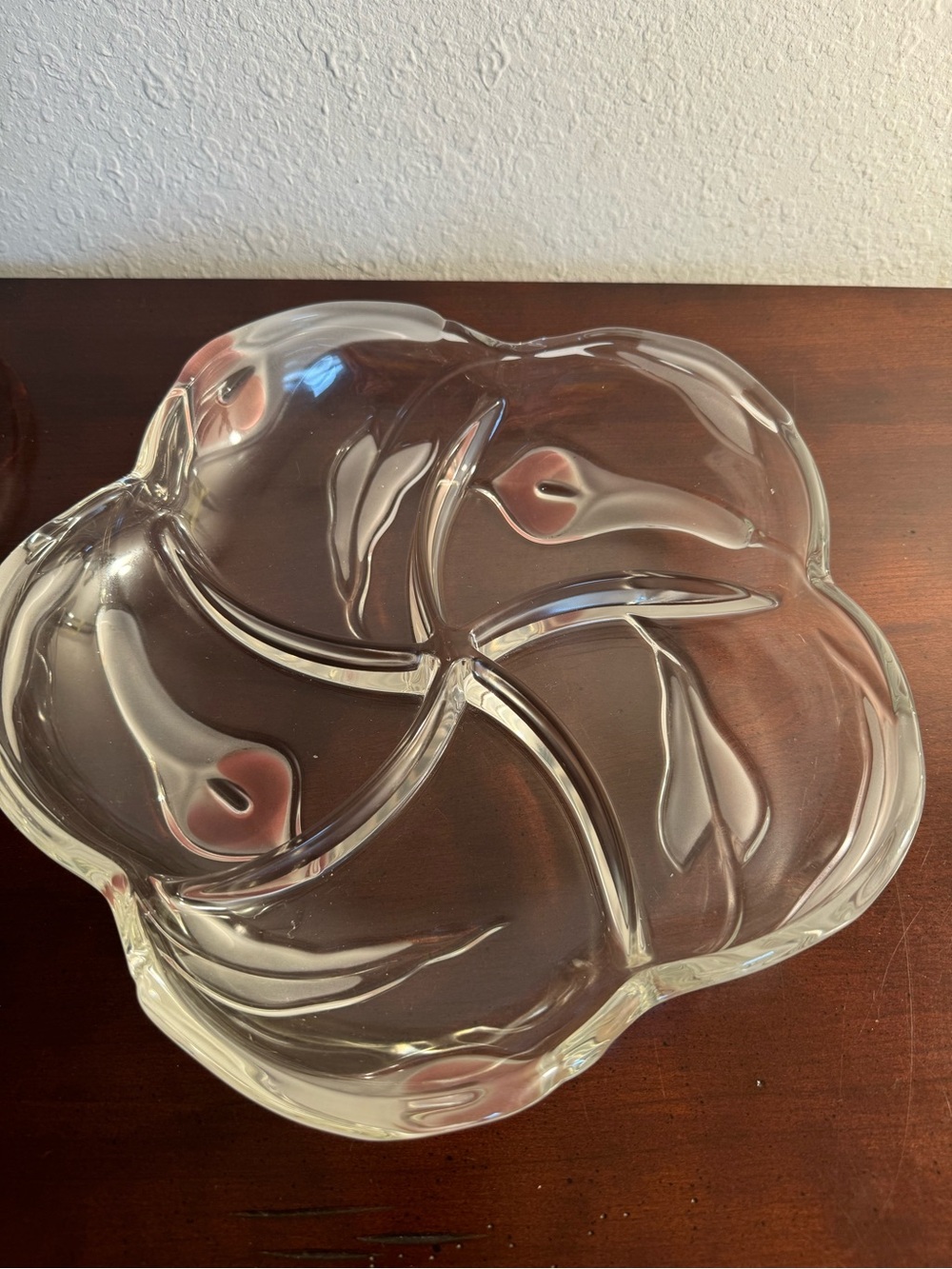 Mikasa Clear Crystal Sectioned Platter with Pink Calla Lily
